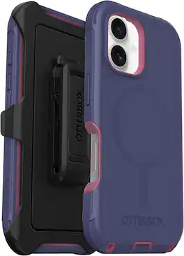 OtterBox - iPhone 16 (Only) - Defender Series Case - Holster Clip Included - Built-in Magnets - Rugged & Durable - Regatta Rose (Purple & Pink)