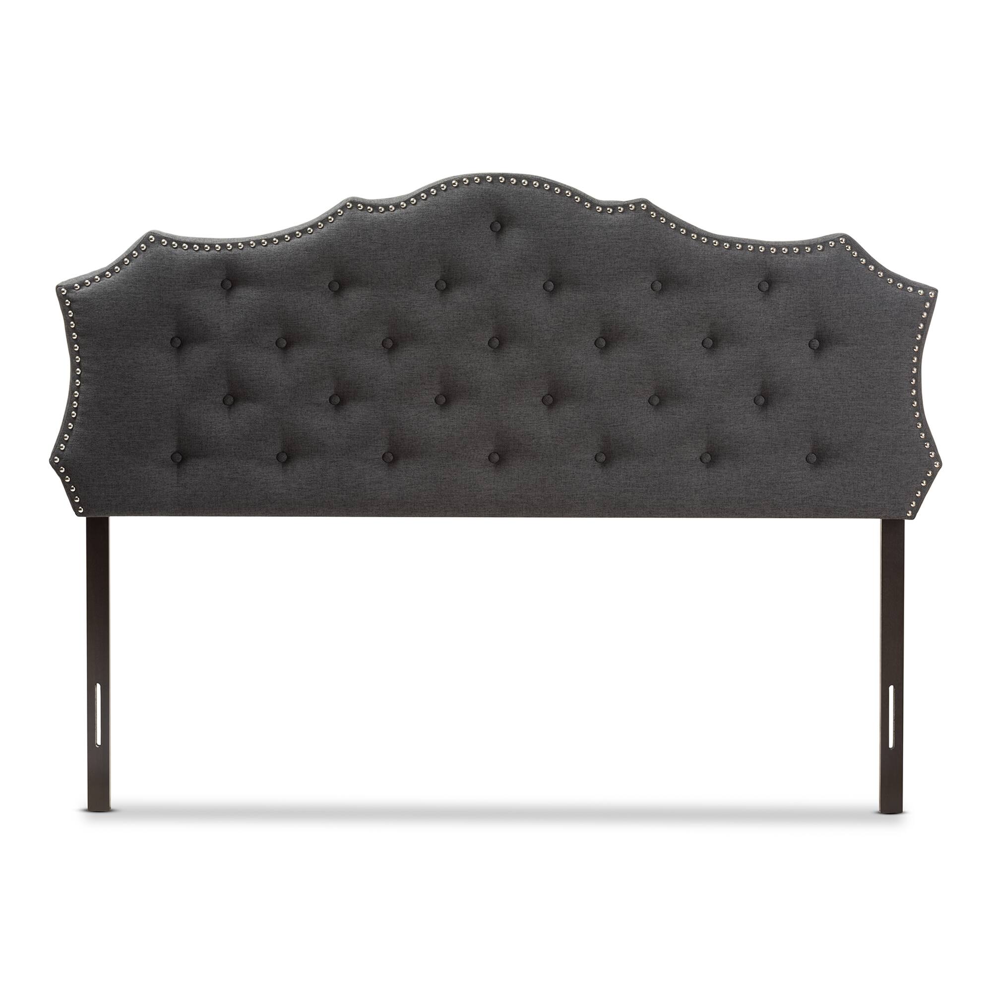 Angle. Baxton Studio - Aurora Modern and Contemporary Fabric King Size Headboard - Dark Grey.