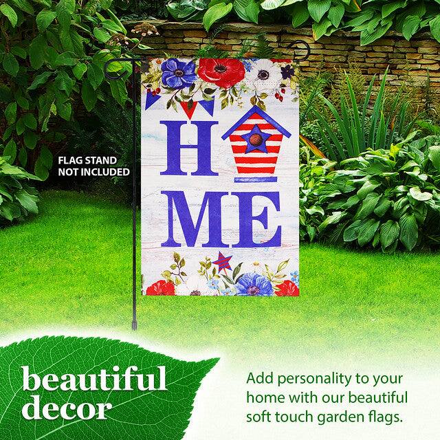 FLAG NOT INCLUDED  
STAND H ME  

beautiful decor  

Add personality to your home with our beautiful soft touch garden flags.