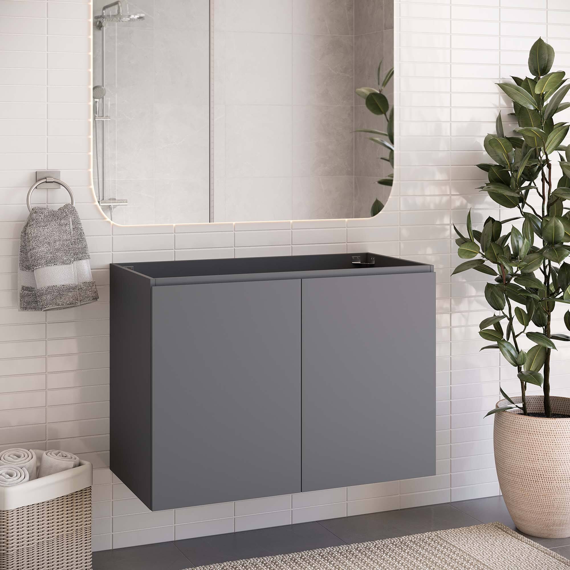 Back. Modway - Bryn Wall-Mount Bathroom Cabinet Basin Not Included - Gray.