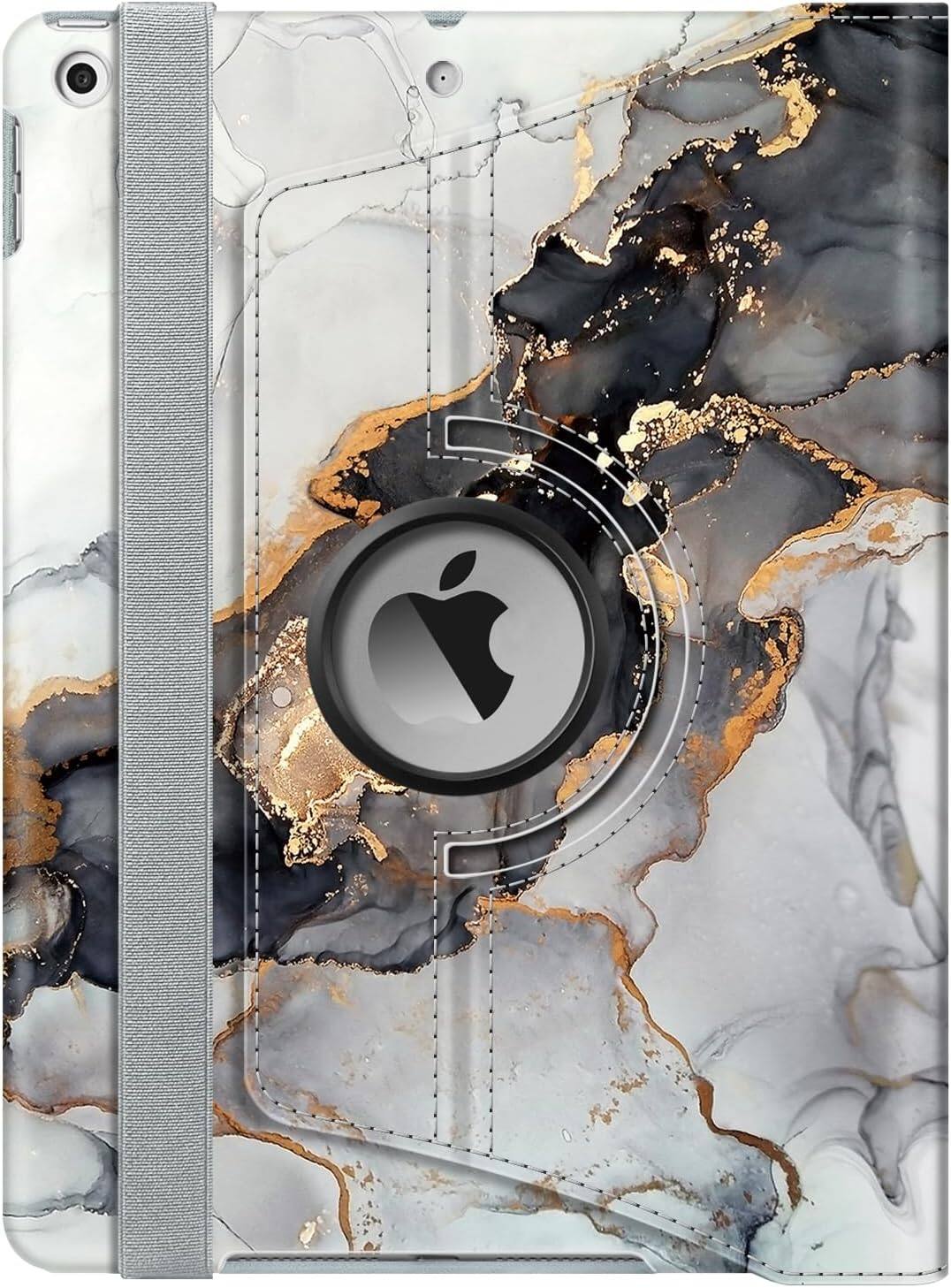 Alt View 4. Fintie - 360° Rotating Case for iPad 9th / 8th / 7th Generation 10.2 Inch | Shockproof Cover with Pencil Holder Auto Wake/Sleep - Black Marble.