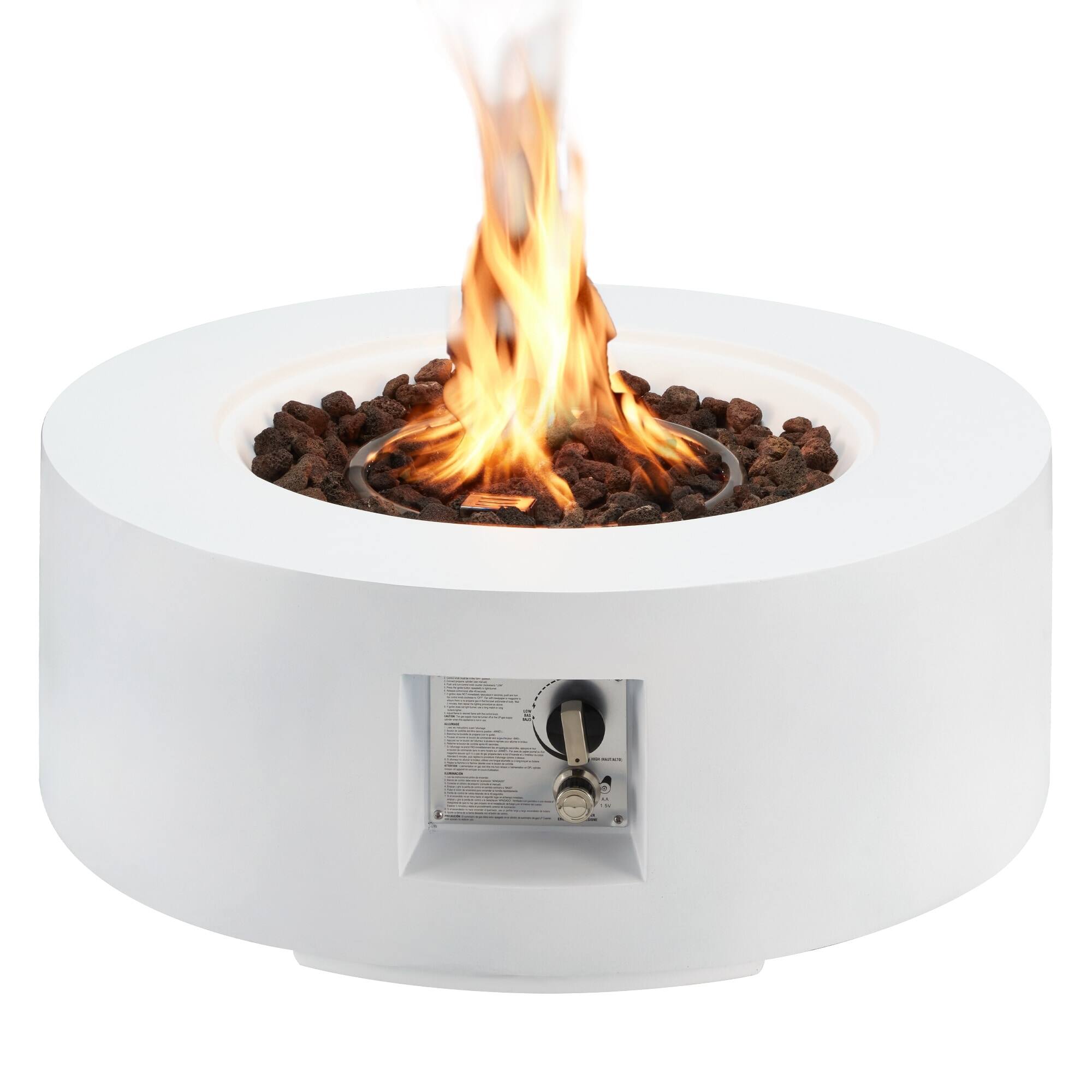Alt View 6. U-HOMY - Round Propane Fire Pit Set with Side Cabinet – Outdoor Patio Heating for Backyard - Table.