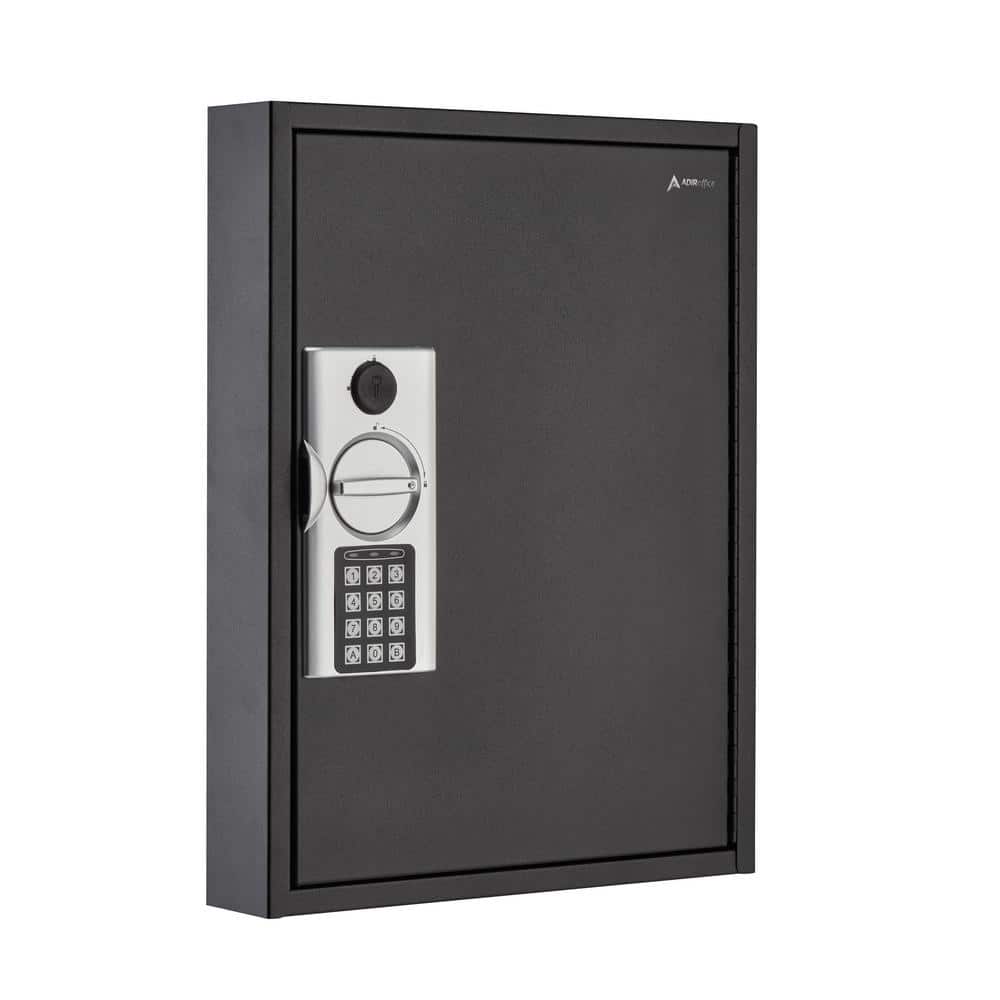 AdirOffice - Steel Digital Key Cabinet, 60-Key Capacity with Programmable Lock - Black