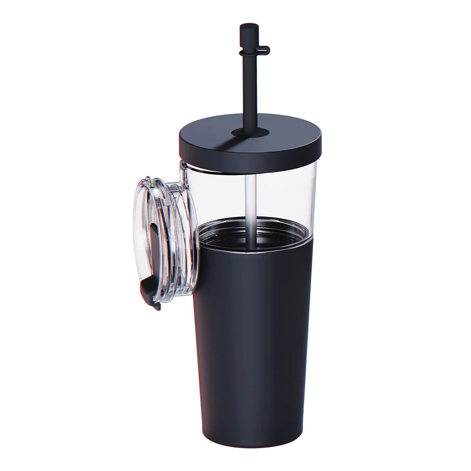 Alt View 4. Asobu - Marina See-Through Triton Tumbler with Flexible Straw - Black.