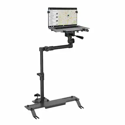 Front. Mount-It! - Vehicle Laptop Mount with Universal Base for 10–17 Inch Laptops and Tablets, Adjustable Car Mount - Black and Chrome.
