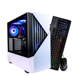Periphio - Castle Gaming PC Bundle-AMD Ryzen 5, Radeon Vega 7 iGPU, 16GB RAM, 1TB NVMe (SSD), Win 11 Gaming + Mse+Kybd - White