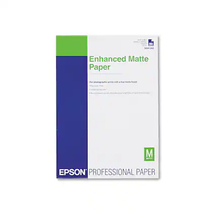 Enhanced Matte Paper
Formerly Archival Matte Paper
For photographic prints with a true matte finish
Flat matte finish
Instant drying paper
Recommended use with Epson Stylus Photo 2200
M MATTE
EPSON PROFESSIONAL PAPER