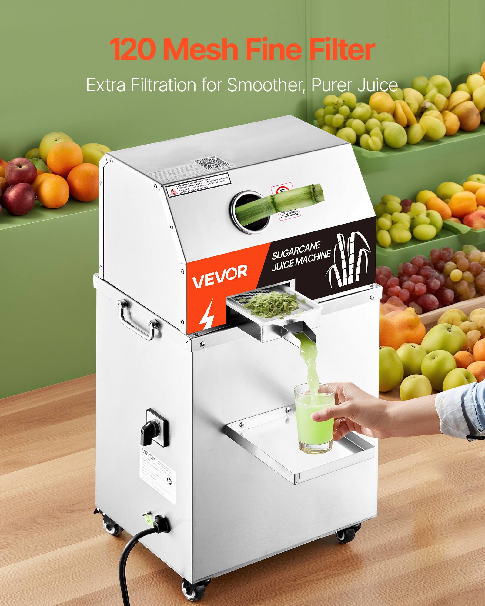 120 Mesh Fine Filter Extra Filtration for Smoother, Purer Juice

SUGARCANE MACHINE JUICE VEVOR