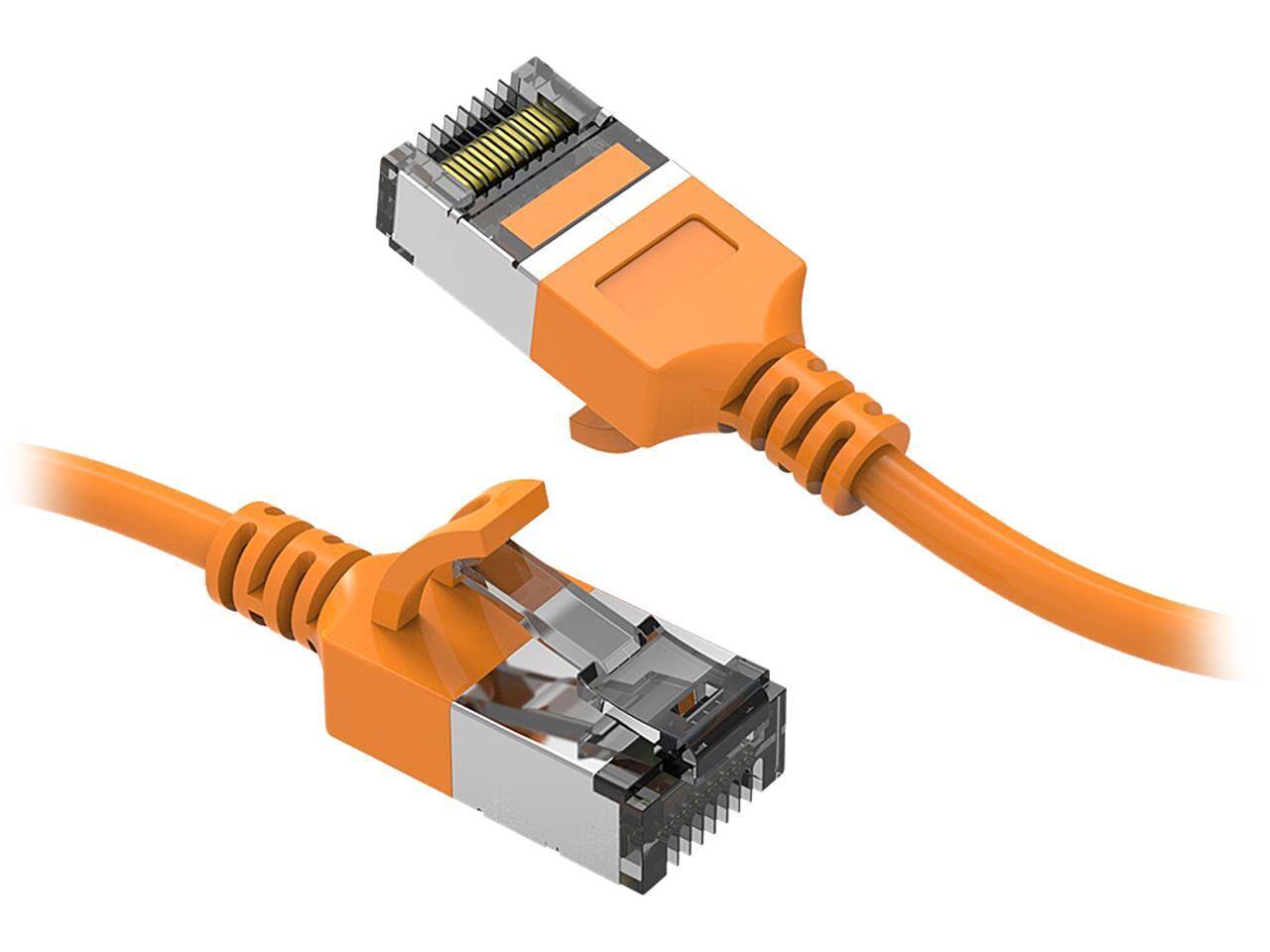 Front. Nippon Labs - Nippon Labs 60CAT8-0.5-30OR Cat8 0.5ft U/FTP Ethernet Cable, Orange 30AWG, 40Gbps 2000MHz RJ45 Patch Cord.