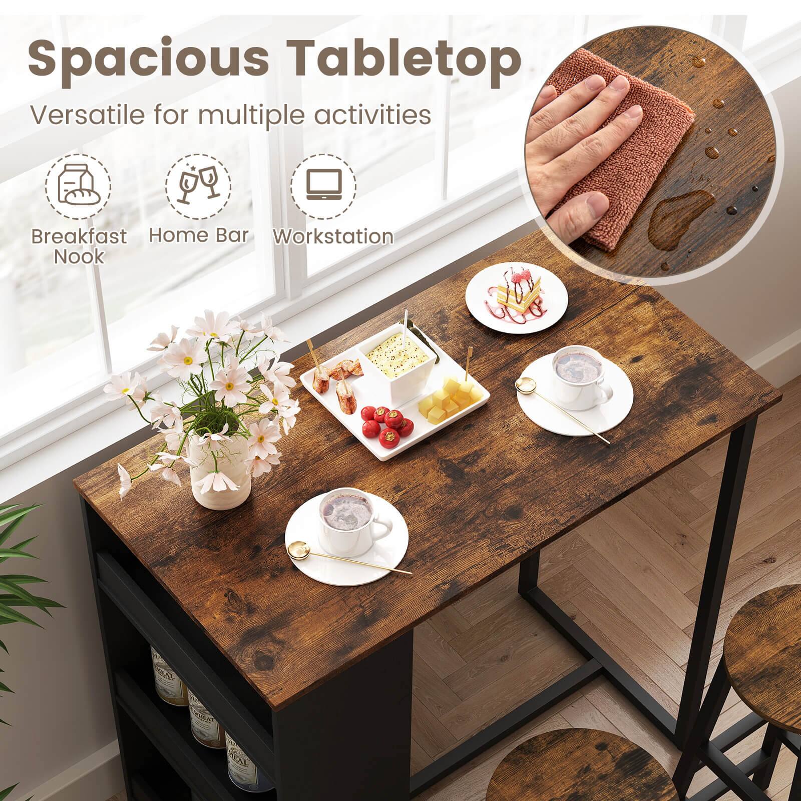 Spacious Tabletop Versatile for multiple activities Breakfast Home Bar Workstation Nook