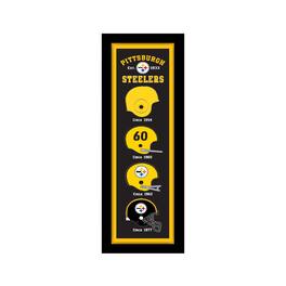 Sporticulture - Pittsburgh Steelers 12" x 36" Helmet Heritage Framed Banner - Black