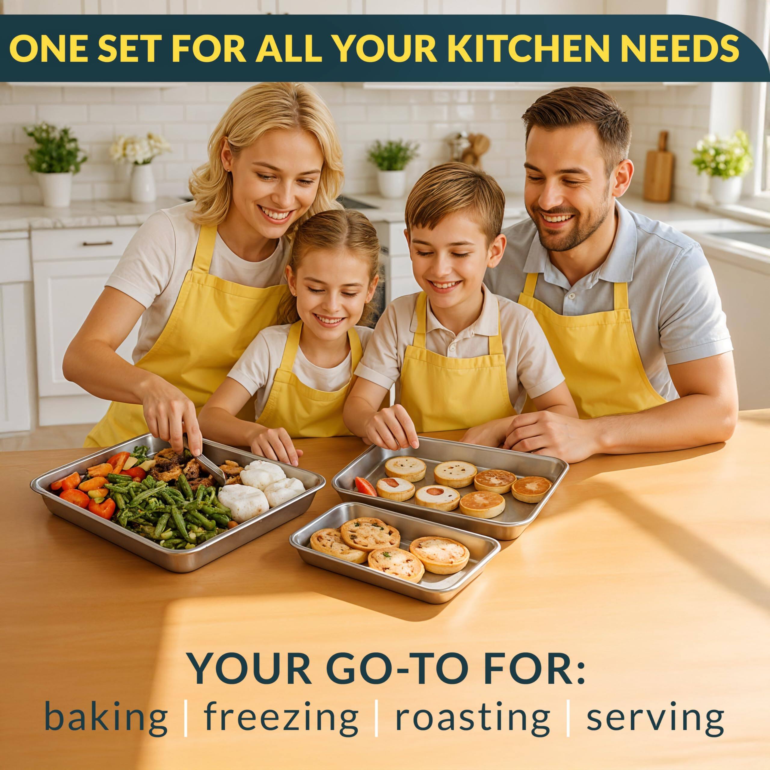 ONE SET FOR ALL YOUR KITCHEN NEEDS

YOUR GO-TO FOR:
baking | freezing | roasting | serving