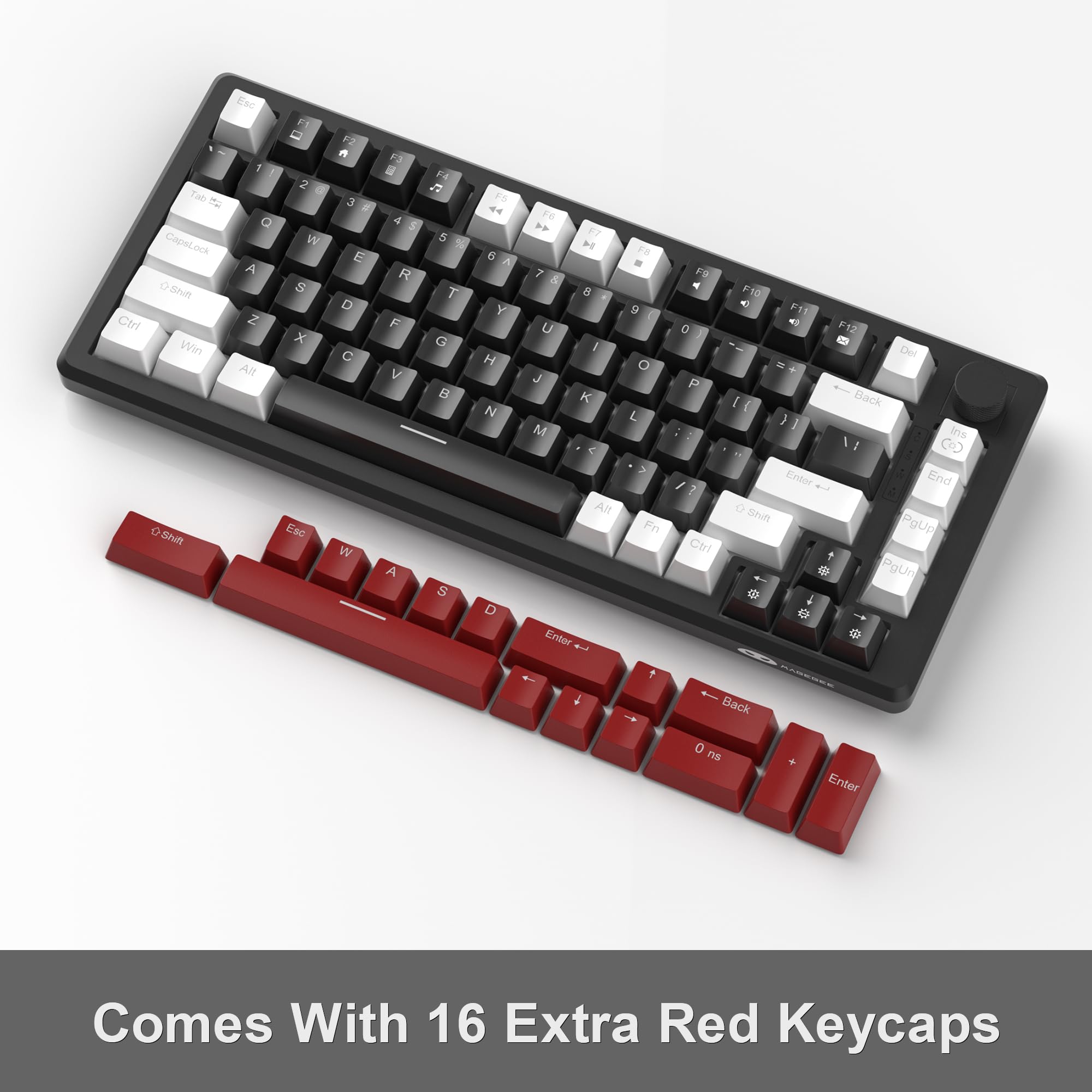 Esc F1 F2 F3 F4 F5 F6 F7 F8 F9 F10 F11 F12 1 2 3 4 5 6 7 8 9 0 Tab Q W E R T Y U I O P Caps Lock A S D F G H J K L Z X C V B N M Shift Shift Ctrl Win Alt Enter Comes With 16 Extra Red Keycaps