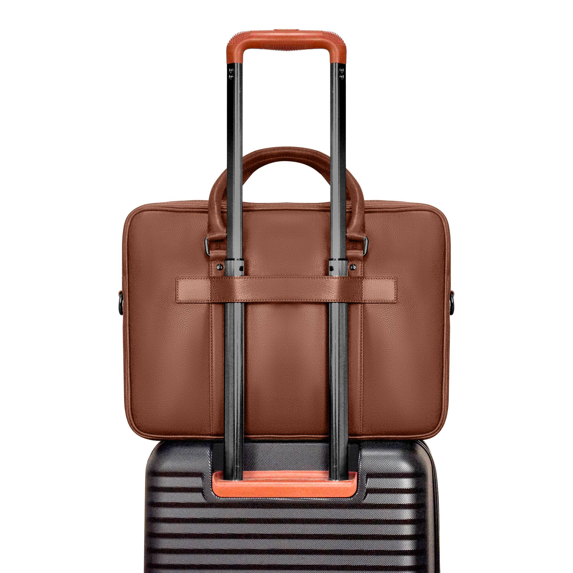 Alt View 3. Champs - Onyx Leather Slim Laptop Briefcase - Brown.