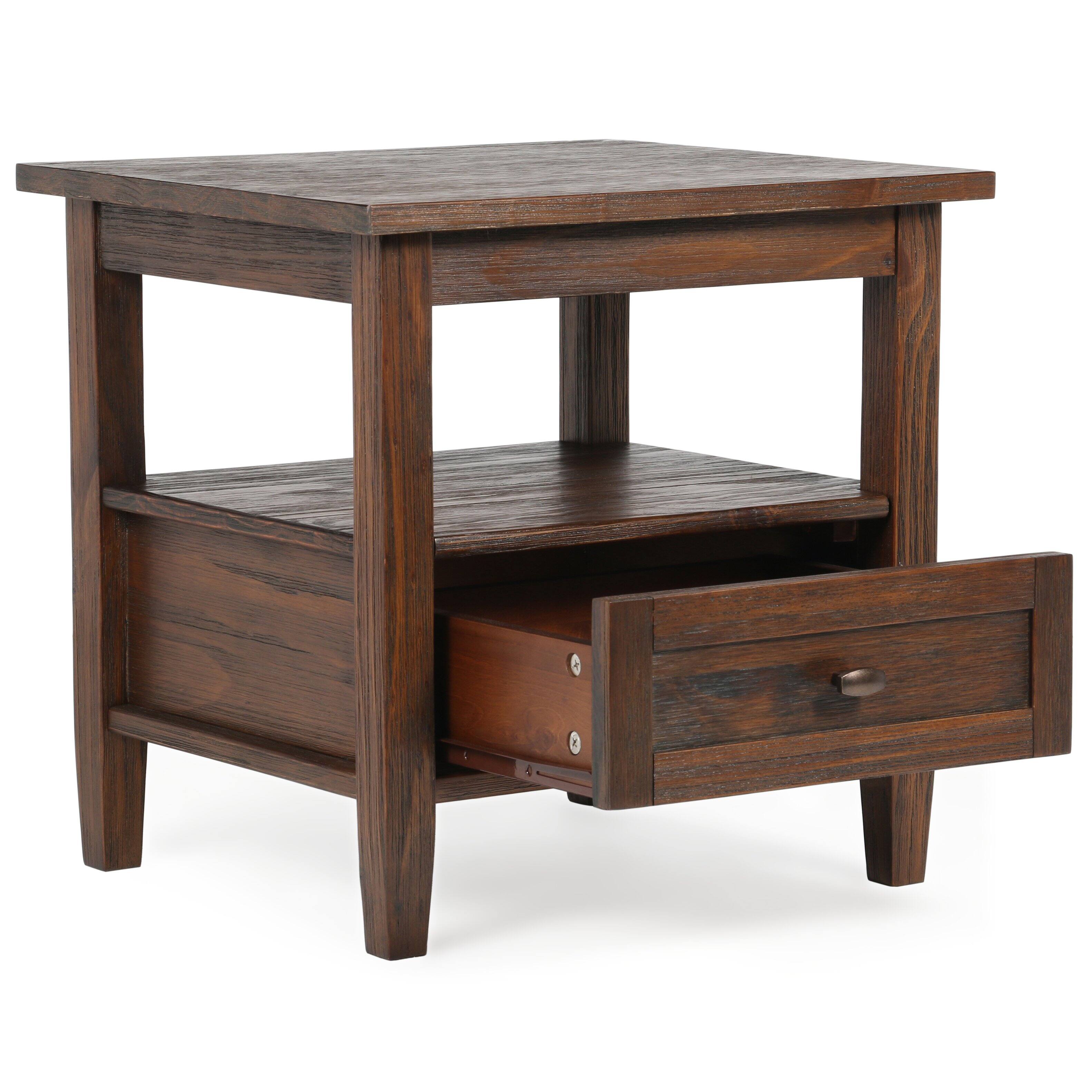 Left. Simpli Home - Warm Shaker 20 inch End Table (Set of 2) - Distressed Charcoal Brown.