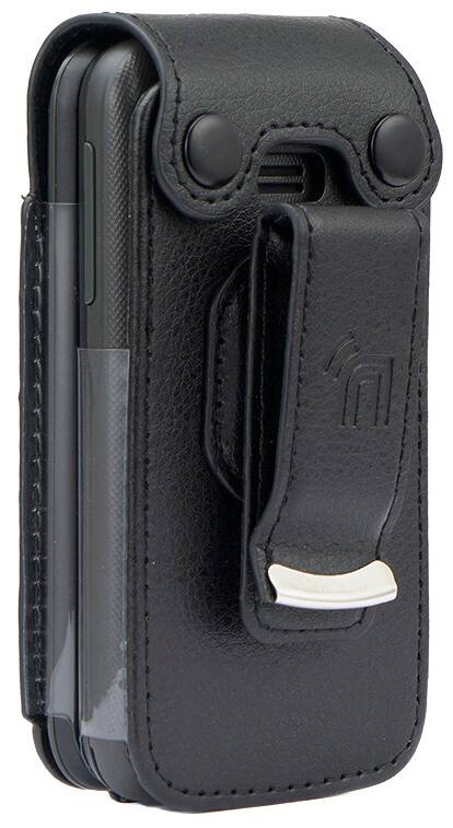 Alt View 3. Nakedcellphone - Vegan Leather Case with Belt Clip for Alcatel TCL Flip 2 Phone (T408DL, 4058G) - Black.
