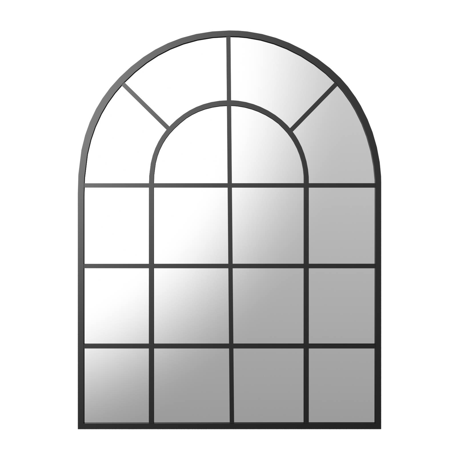 Alt View 2. Easly - Unique Black 30 in. W x 40 in. H Grid Arched Aluminum Alloy Frame Vanity Wall Mirror - Black.