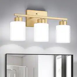 Dazzling Pops - Bathroom Light Fixtures Modern Vanity Over Mirror Wall Sconces With Milky Frosted Glass Shades E Socket - Gold 3-Light