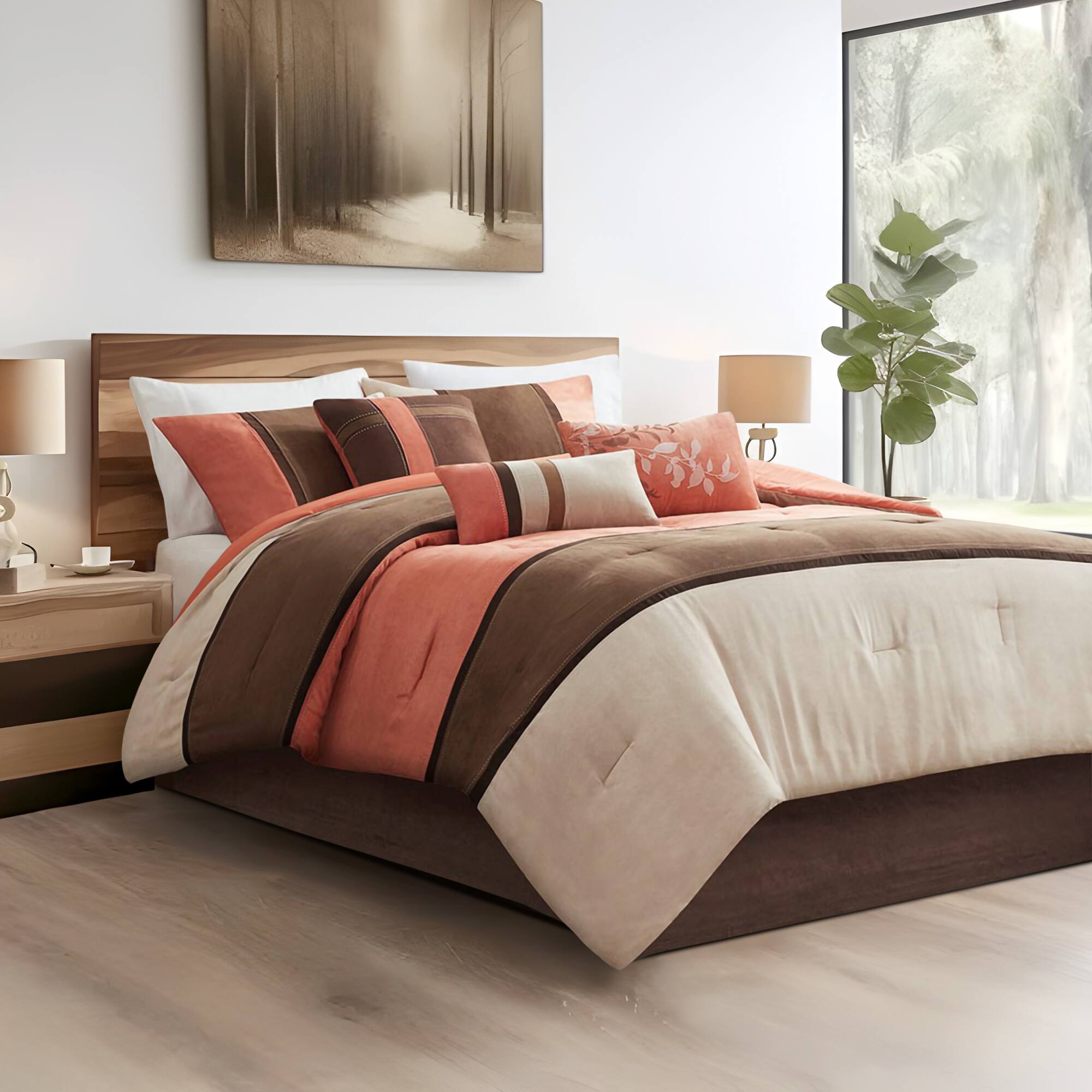 Alt View 4. Gracie Mills - Gracie Mills Kimberly 7-Piece Contemporary Microsuede Comforter Set - Coral.