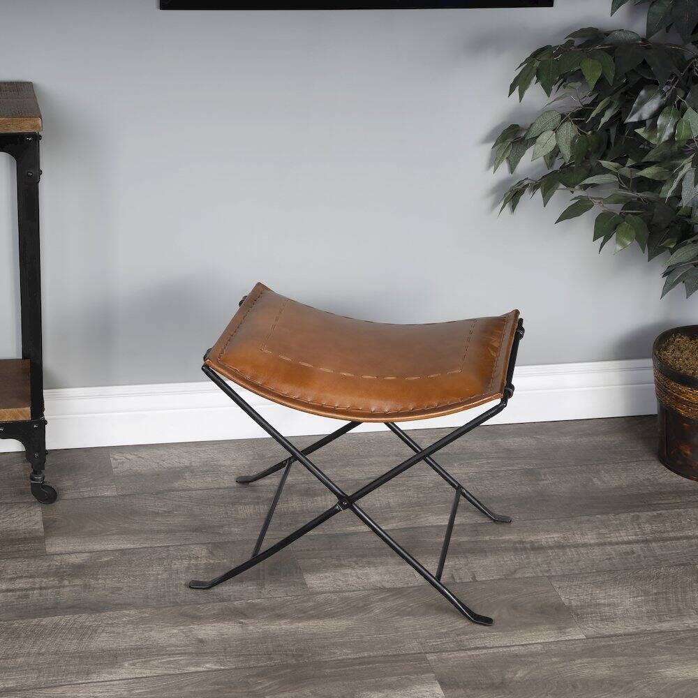 Alt View 6. Butler Specialty - Melton Leather 21.5"W Stool - Medium Brown.