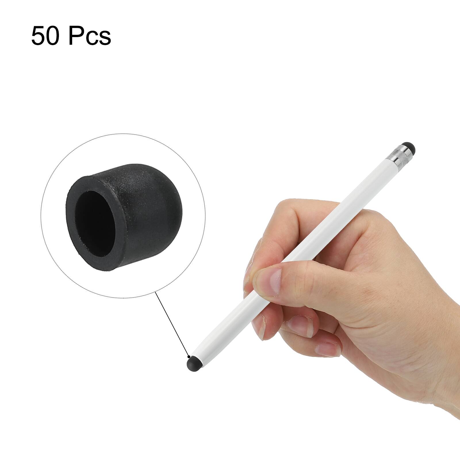 Alt View 2. Unique Bargains - 50pcs 8mm Conductive Rubber Fine Tips Soft Universal Replacement for Capacitive Touch Screen Stylus Pen - Black.