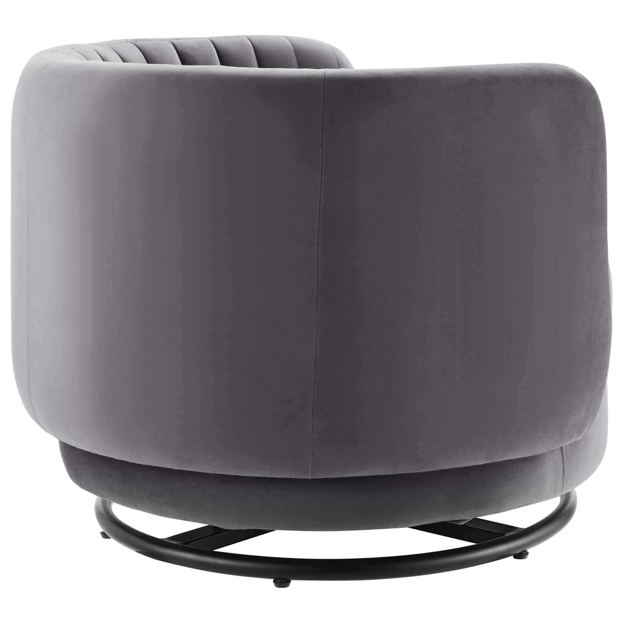 Alt View 1. Modway - Embrace Tufted Performance Velvet Swivel Chair by Modway - Black Gray.
