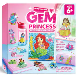Joyfy - 16 Piece Princess Gem Arts & Crafts Kit ,5D Gem Painting Activity Set for Kids, Perfect Christmas and Girl Birthday Gift - Multi