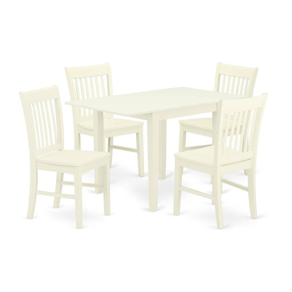 Left. East West Furniture - Dining Room Set Linen White - Brown.