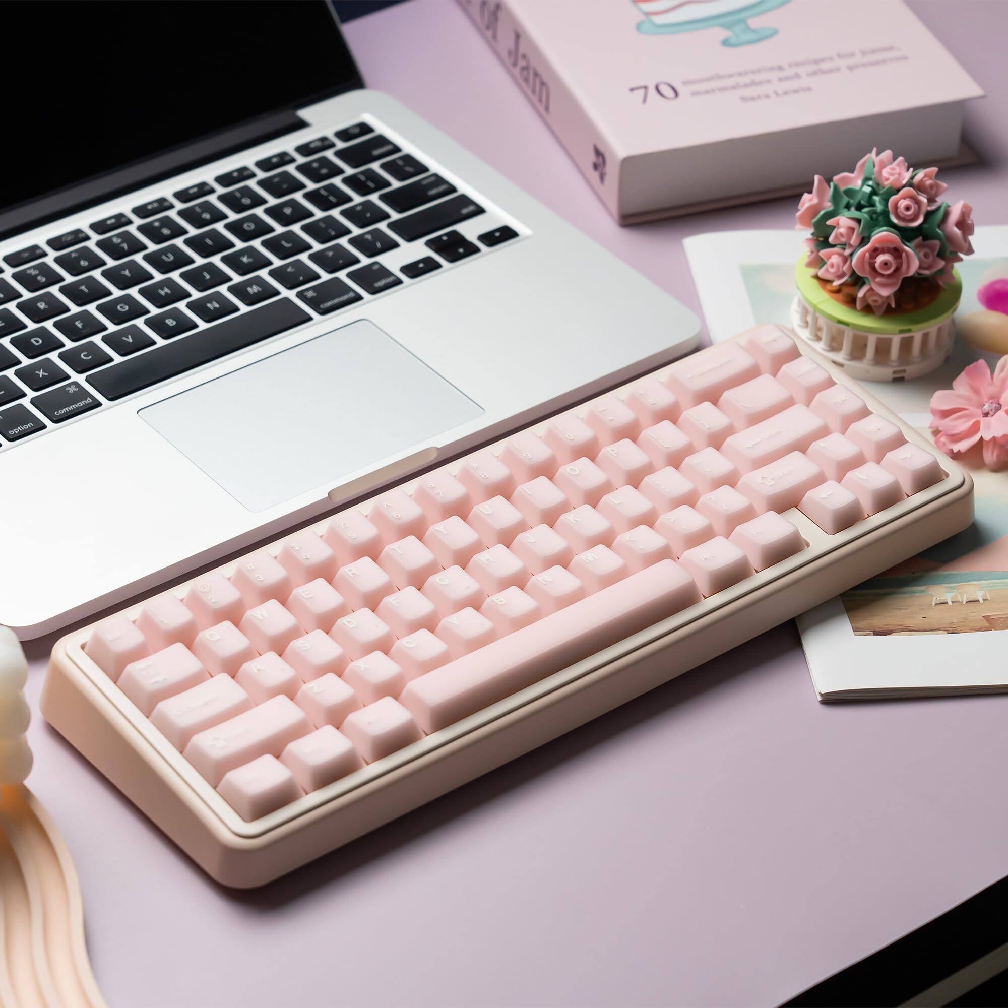 Alt View 5. PARKER SLATER - Pink Jade Keycaps Double Shot Pbt Crystal Set Ceramic Custom Keycap Translucent Cherry Profile Key Caps For 60% - Blue Clear keycaps.