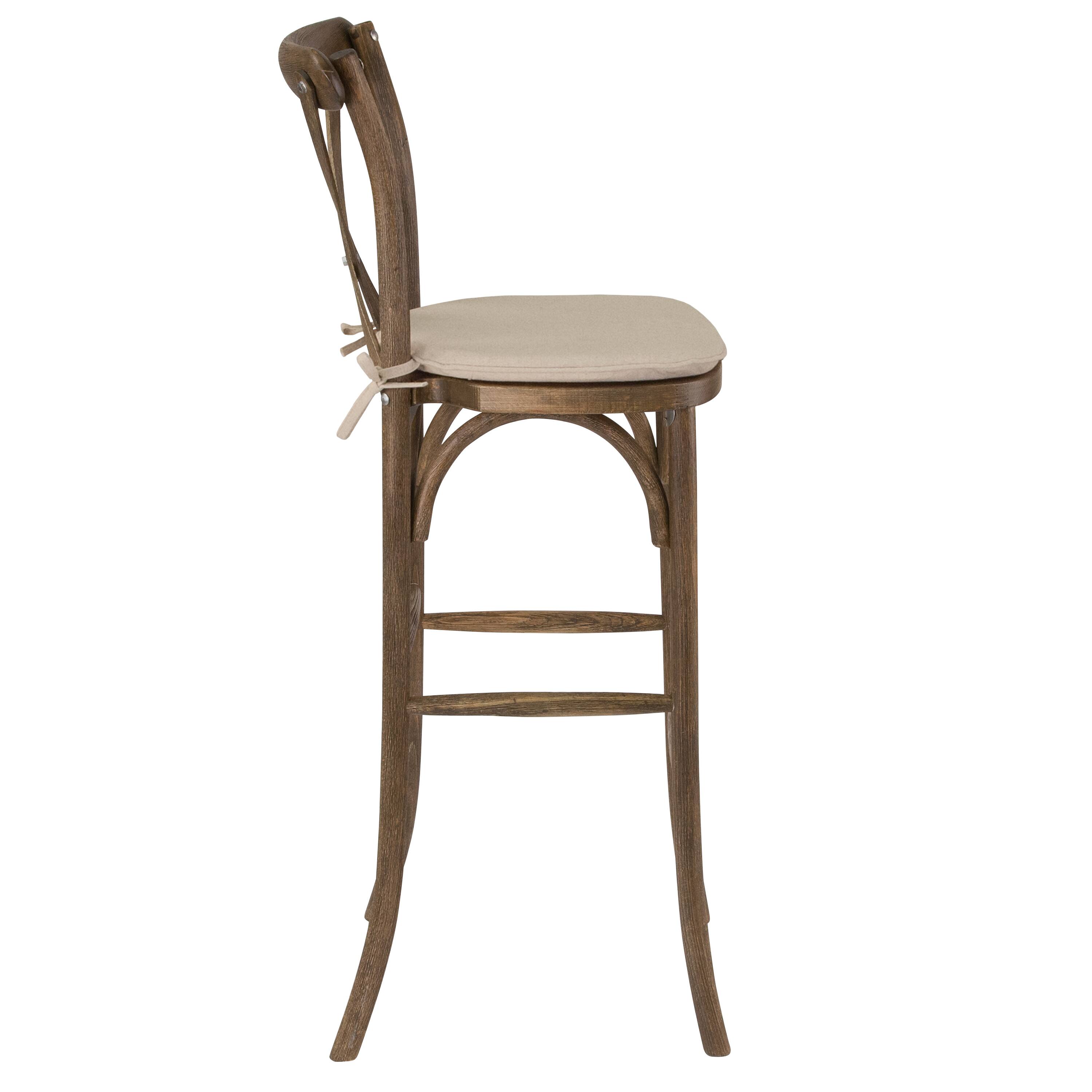 Alt View 15. Alamont Home - HERCULES Series Wood Cross Back Barstool with Cushion - Dark Antique.