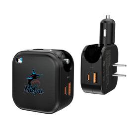 Keyscaper - Miami Marlins 2-in-1 USB A/C Charger - Black