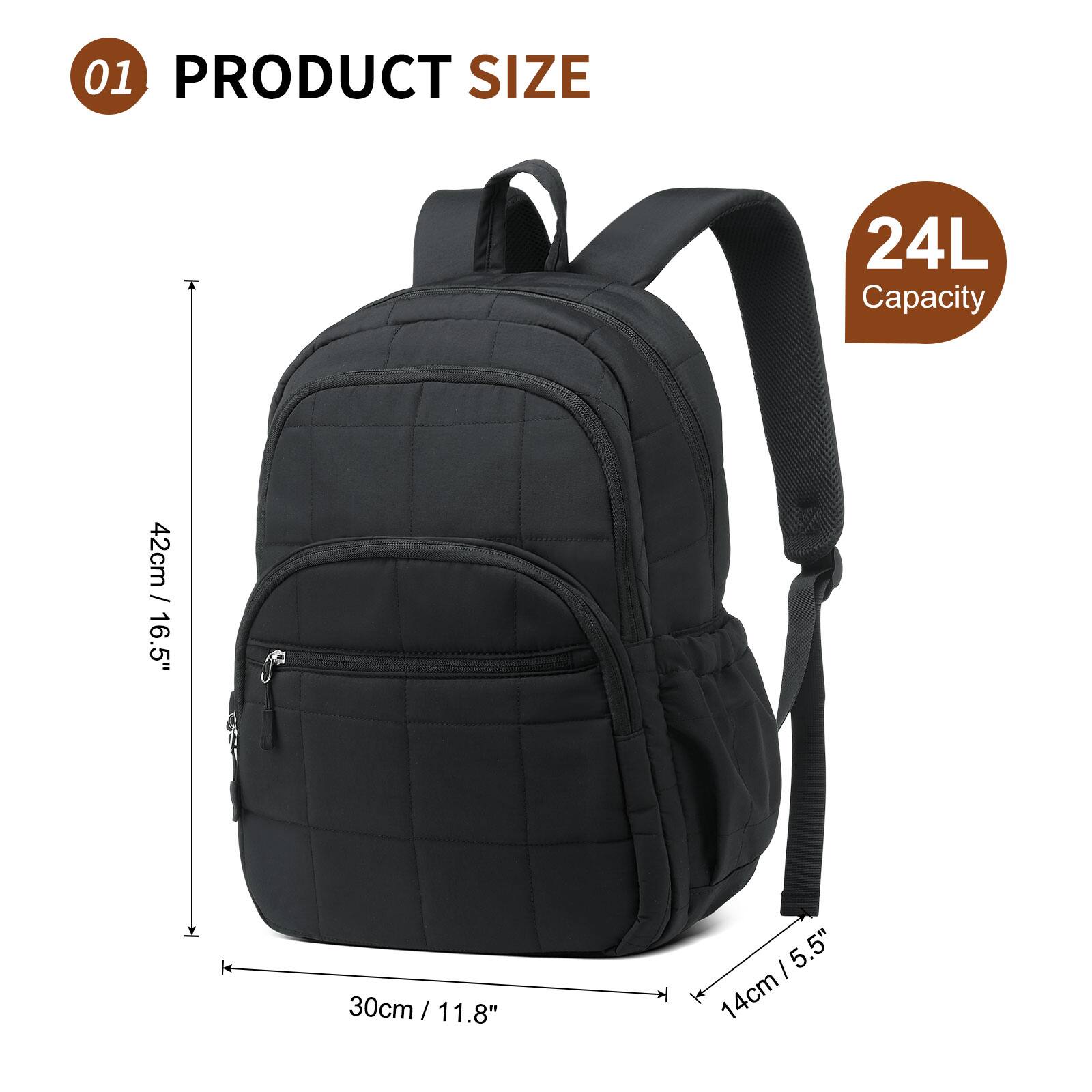 01 PRODUCT SIZE  
24L Capacity  
42cm / 16.5"  
30cm / 11.8"  
14cm / 5.5"
