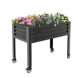 A Anleolife - Metal Rectangular Raised Garden Bed Elevated Planter Box with Legs for Vegetables (48 in. L x 24 in. W x 35 in. H) - Gray