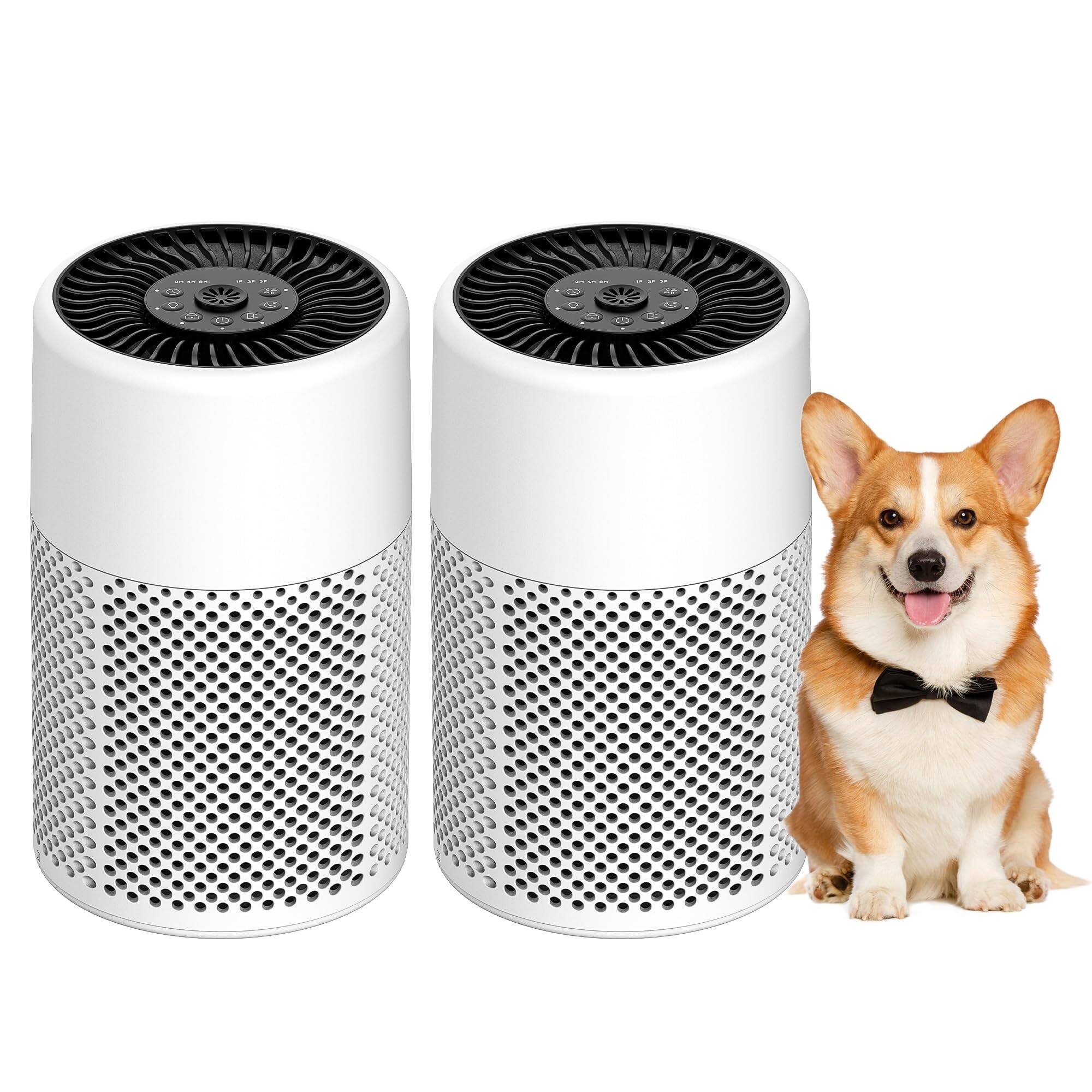 PRIMEPLUS 2 Pack HEPA Air Purifier for Bedroom Dorm, 360° Intake, True ...