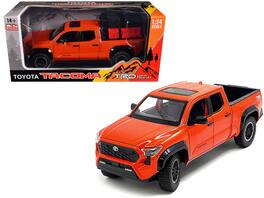 Mijo Exclusives - 2024 Toyota Tacoma TRD Off-Road Edition Pickup Truck Octane Orange with Bed Camper 1/24 Diecast Model Car