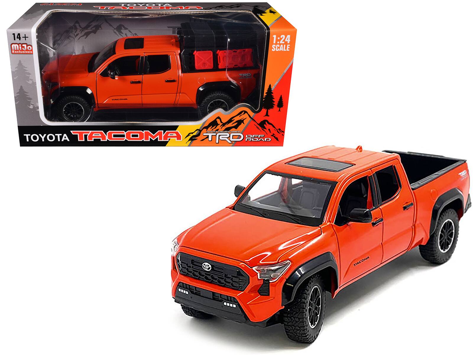 TOYOTA  
14+ MiJo Exclusives  
1:24 SCALE  
TRD  
TACOMA  
TOYOTA TACOMA TRD ROAD OFF  
TACOMA