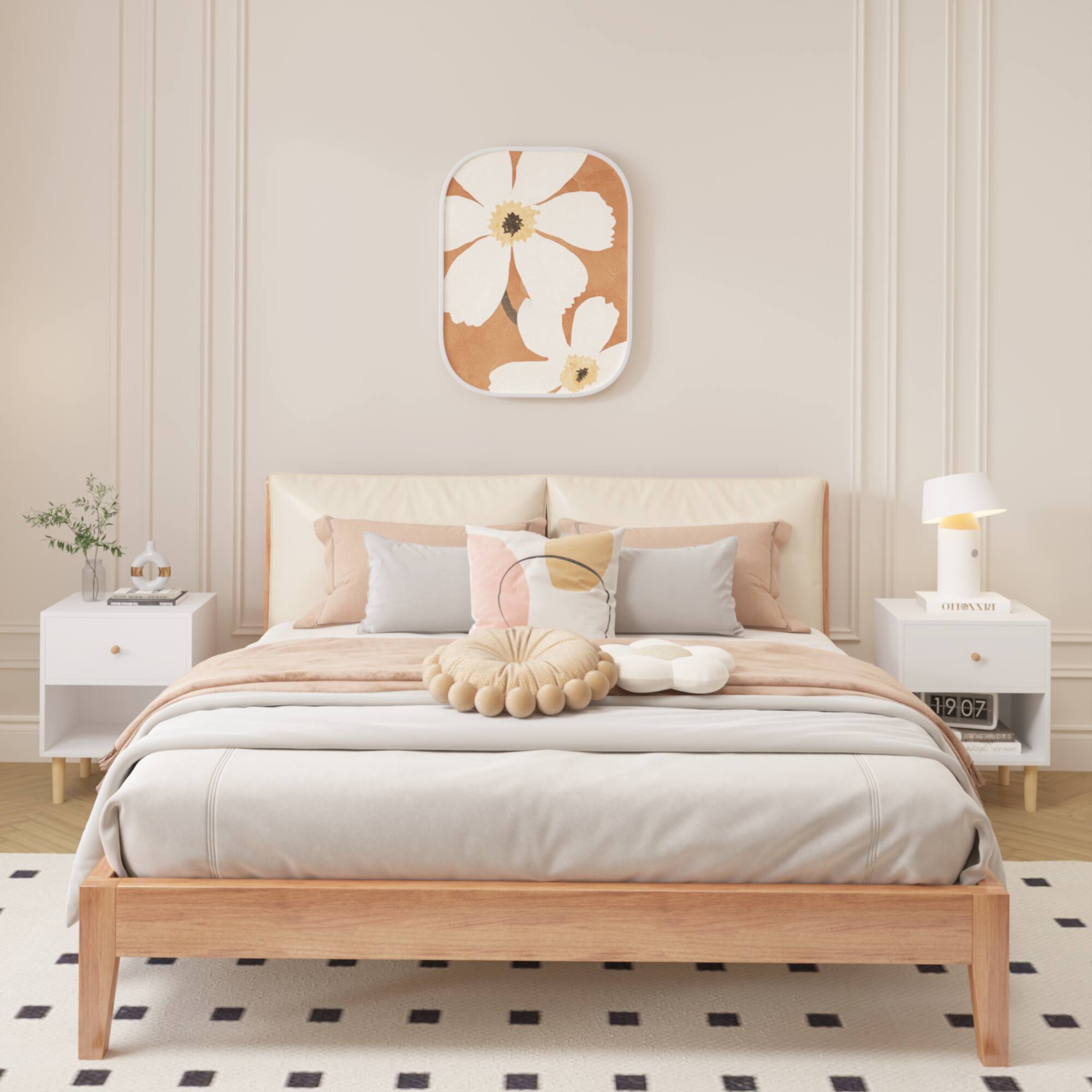 Alt View 4. Ecooso - 23.22" H Wood Nightstand with Drawer and Shelf - White.