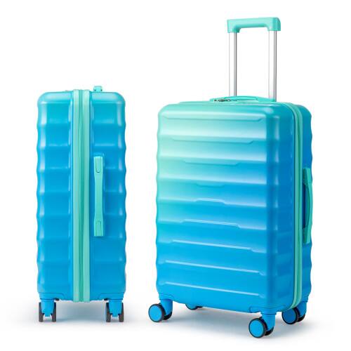 Alt View 1. Winado - 24" Checked Luggage Trolley PC+ABS Hardside Medium Suitcase with Double Spinner Wheels & TSA Lock for Travel Business - Gradient Blue.