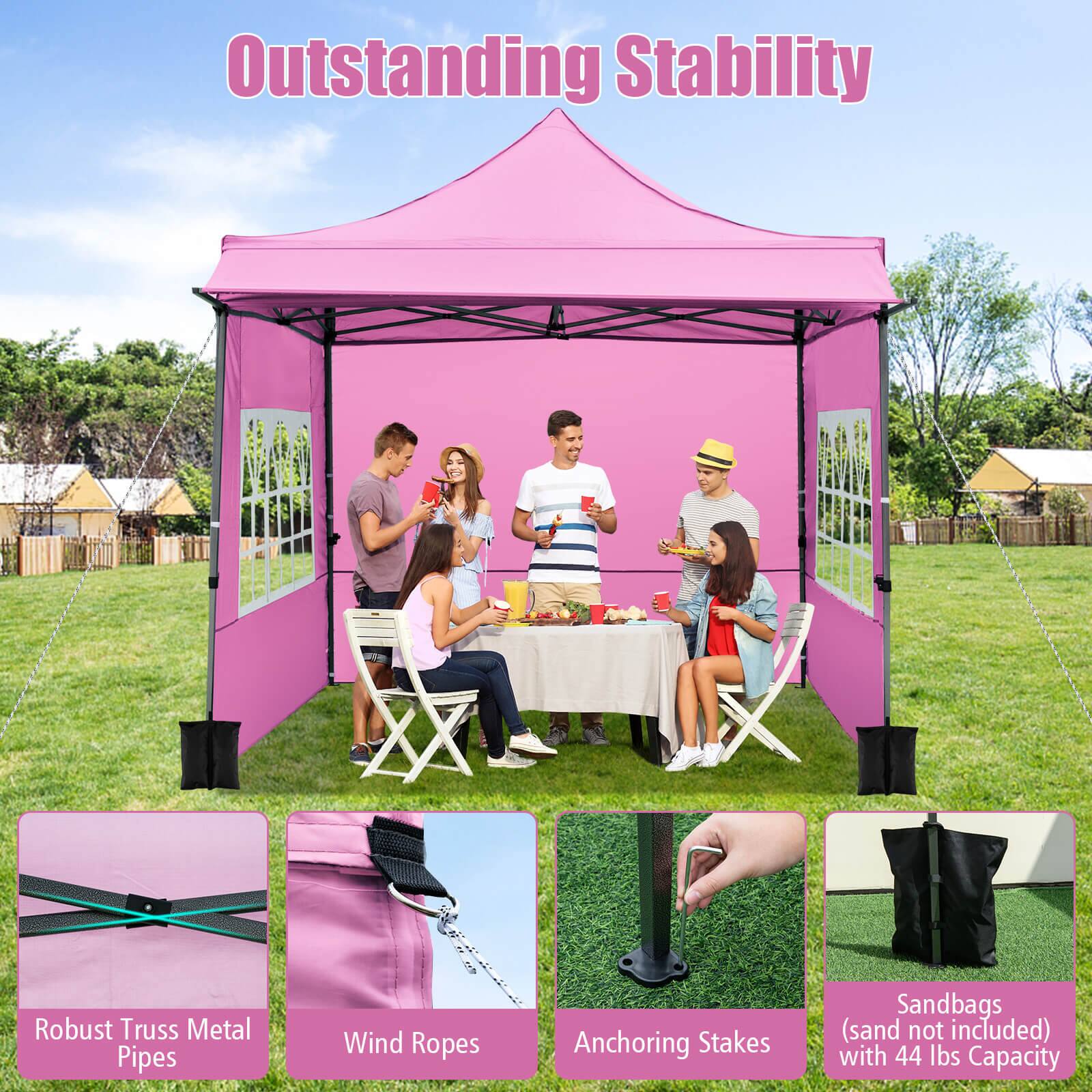 Outstanding Stability

Robust Truss Metal Pipes  
Wind Ropes  
Anchoring Stakes  
Sandbags (sand not included) with 44 lbs Capacity