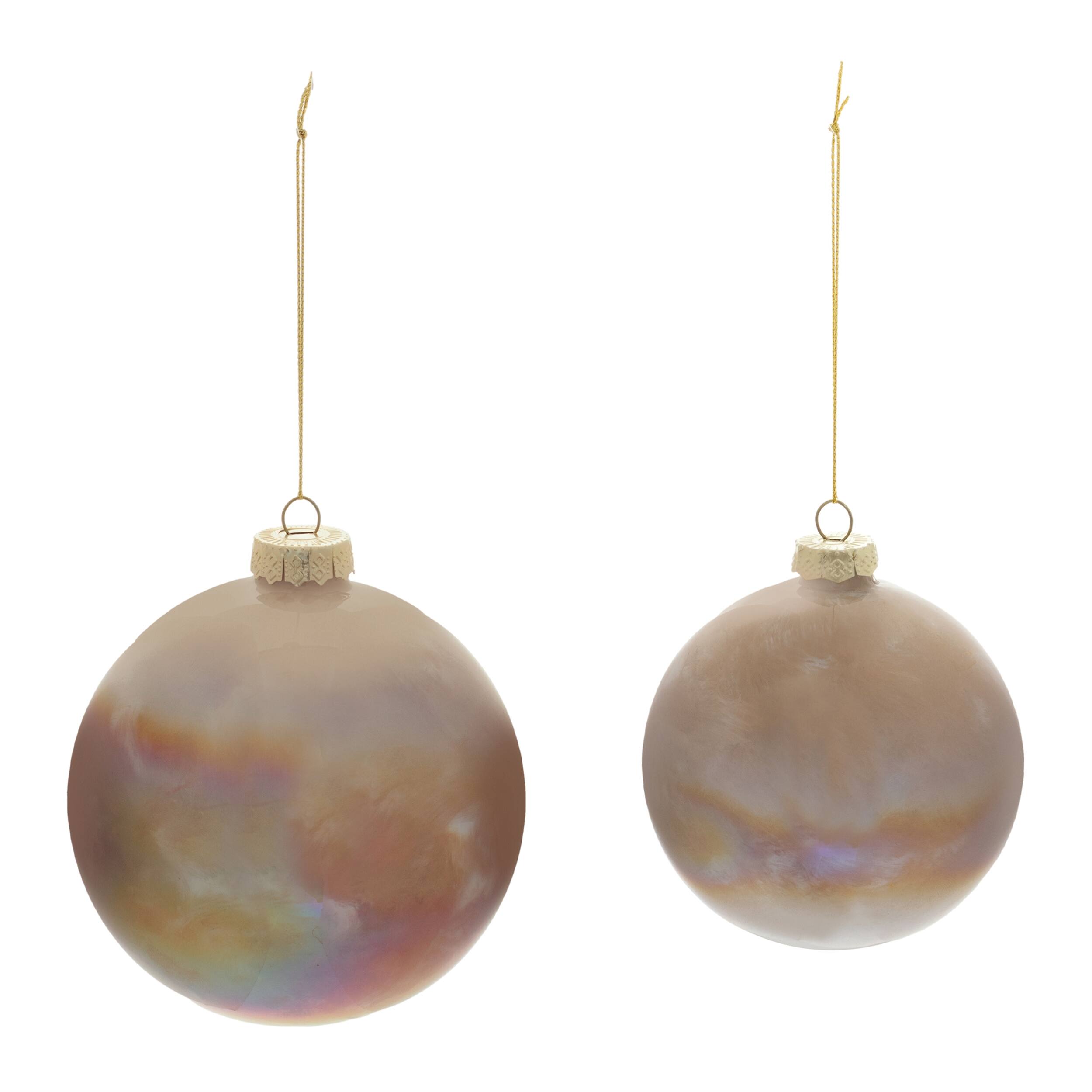 Angle. BreeBe - Iridescent Glass Ball Ornament (Set of 4) - Brown.