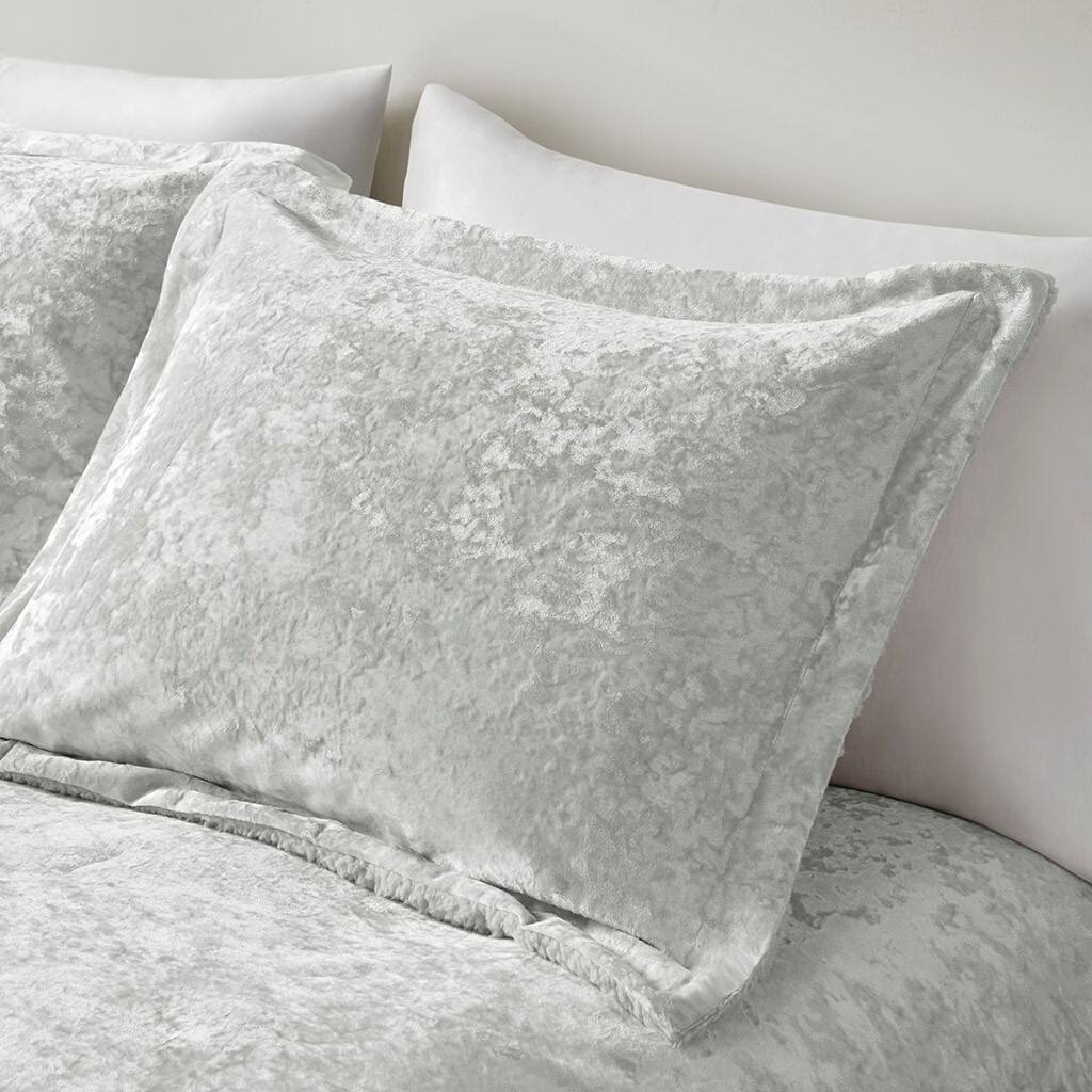 Alt View 2. Gracie Mills - Gracie Mills Graciela Luxe Crushed Velvet Reversible Comforter Set - Silver.