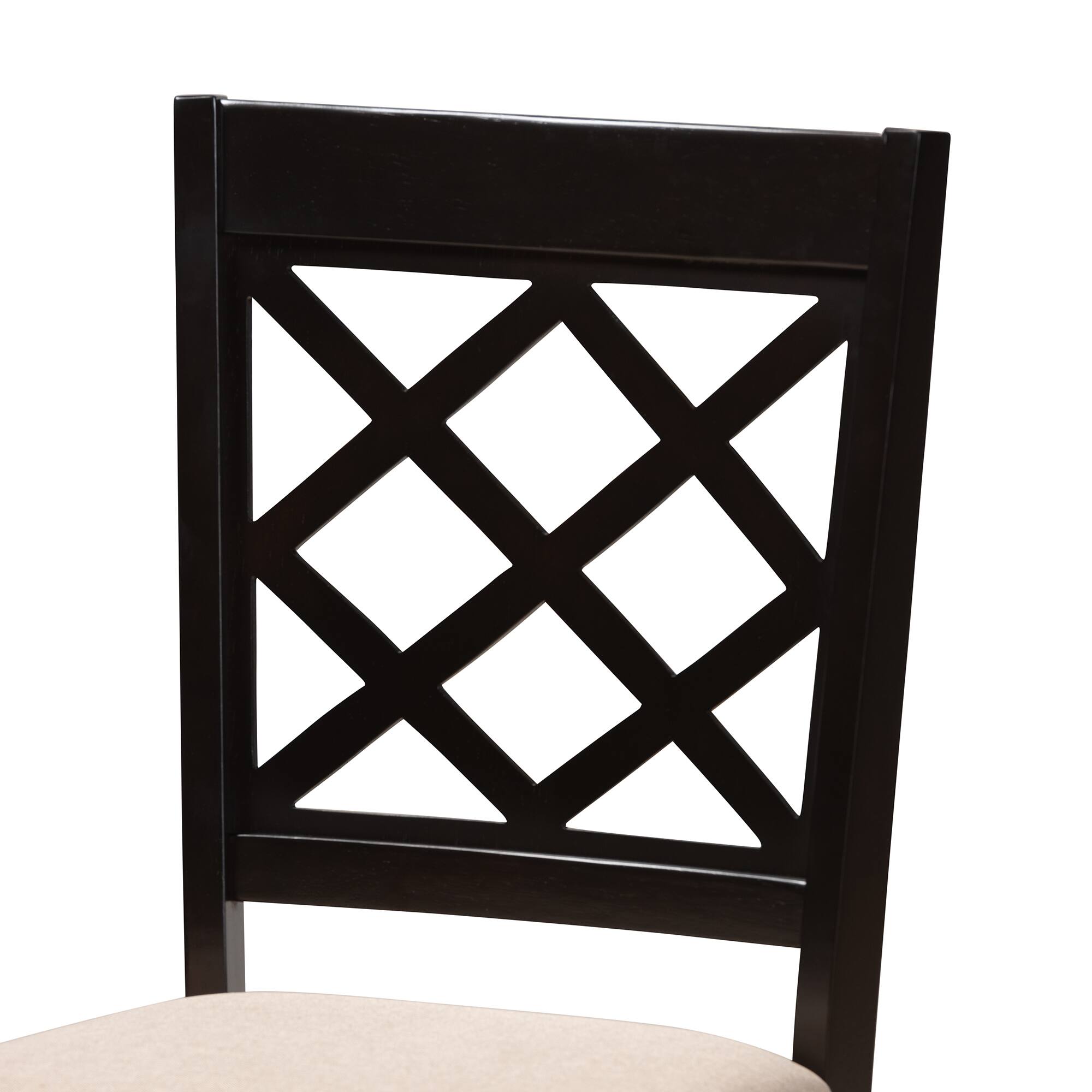 Left. Baxton Studio - Verner Modern and Contemporary Fabric Upholstered Espresso Finished Wood Dining Chair - Sand/Espresso.