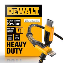 Dewalt - Lightning to USB-C Cable 4 ft. Black/Yellow