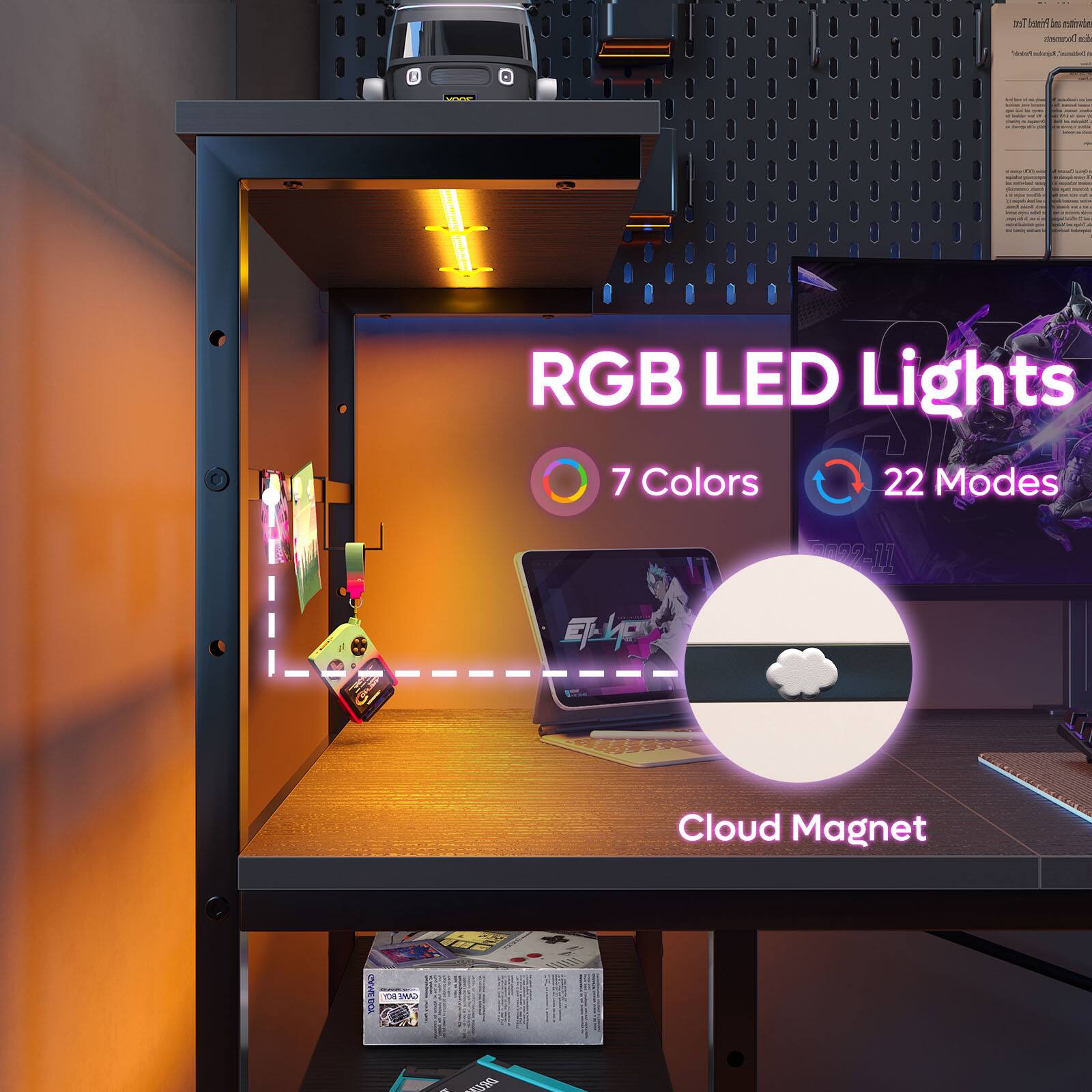 RGB LED Lights: 7 Colors, 22 Modes, Cloud Magnet, SMAD S DI in E.