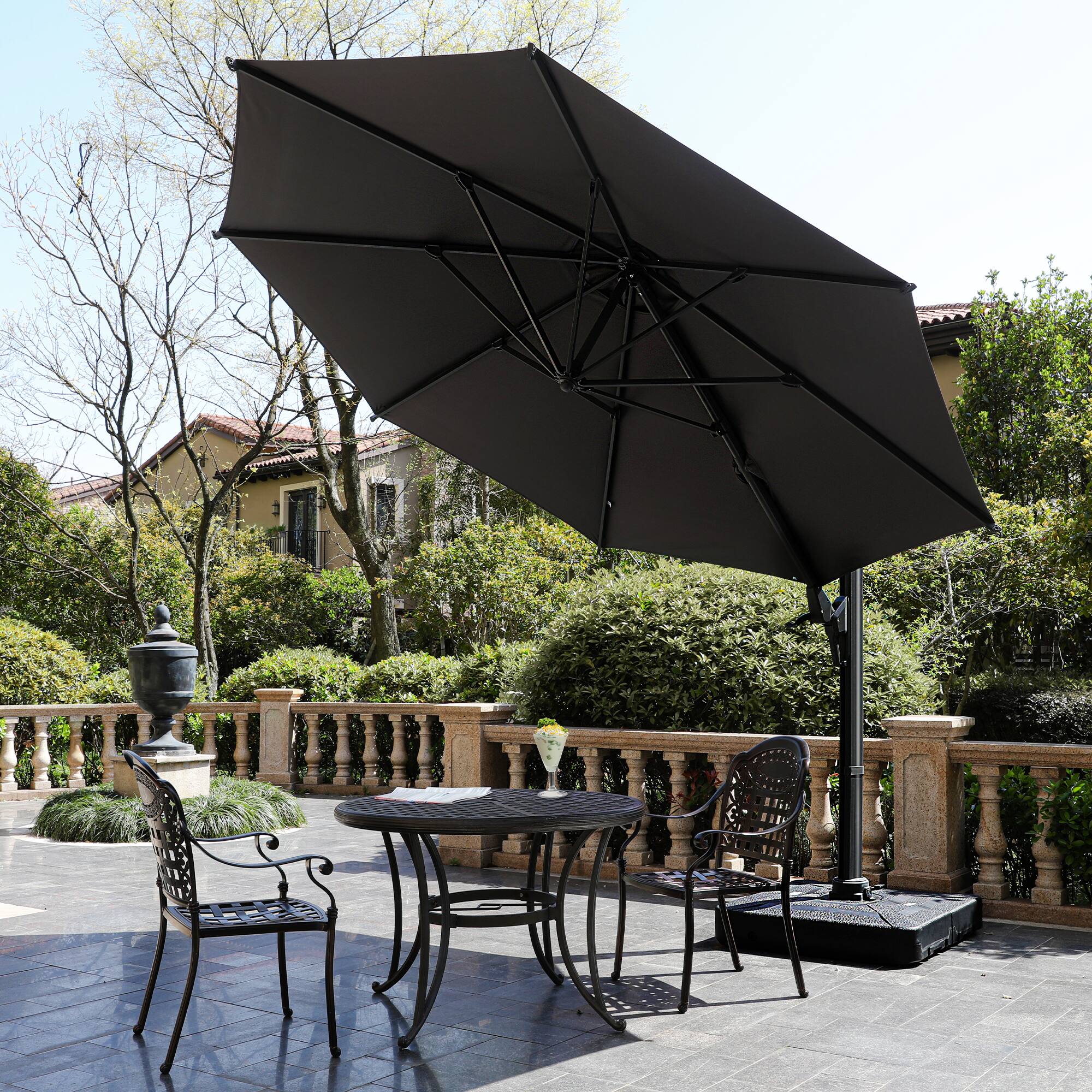 Angle. Mondawe - 11 FT Cantilever Patio Umbrella with 360° Rotation & Tilt Adjustment - Grey.