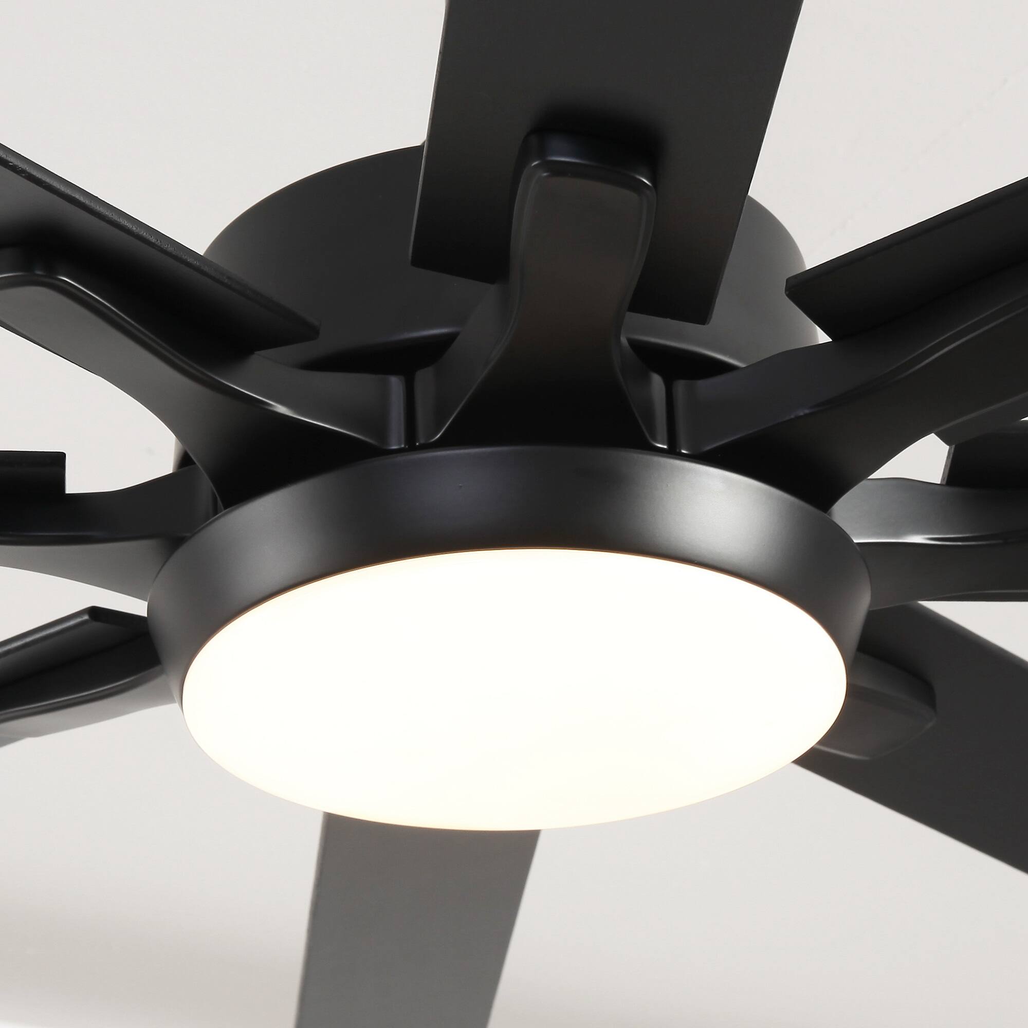 Alt View 8. Parrot Uncle - 65-inch Indoor LED Ceiling Fan with Light and Remote Control, 8 Reversible Blades, DC Reversible Motor - Black.