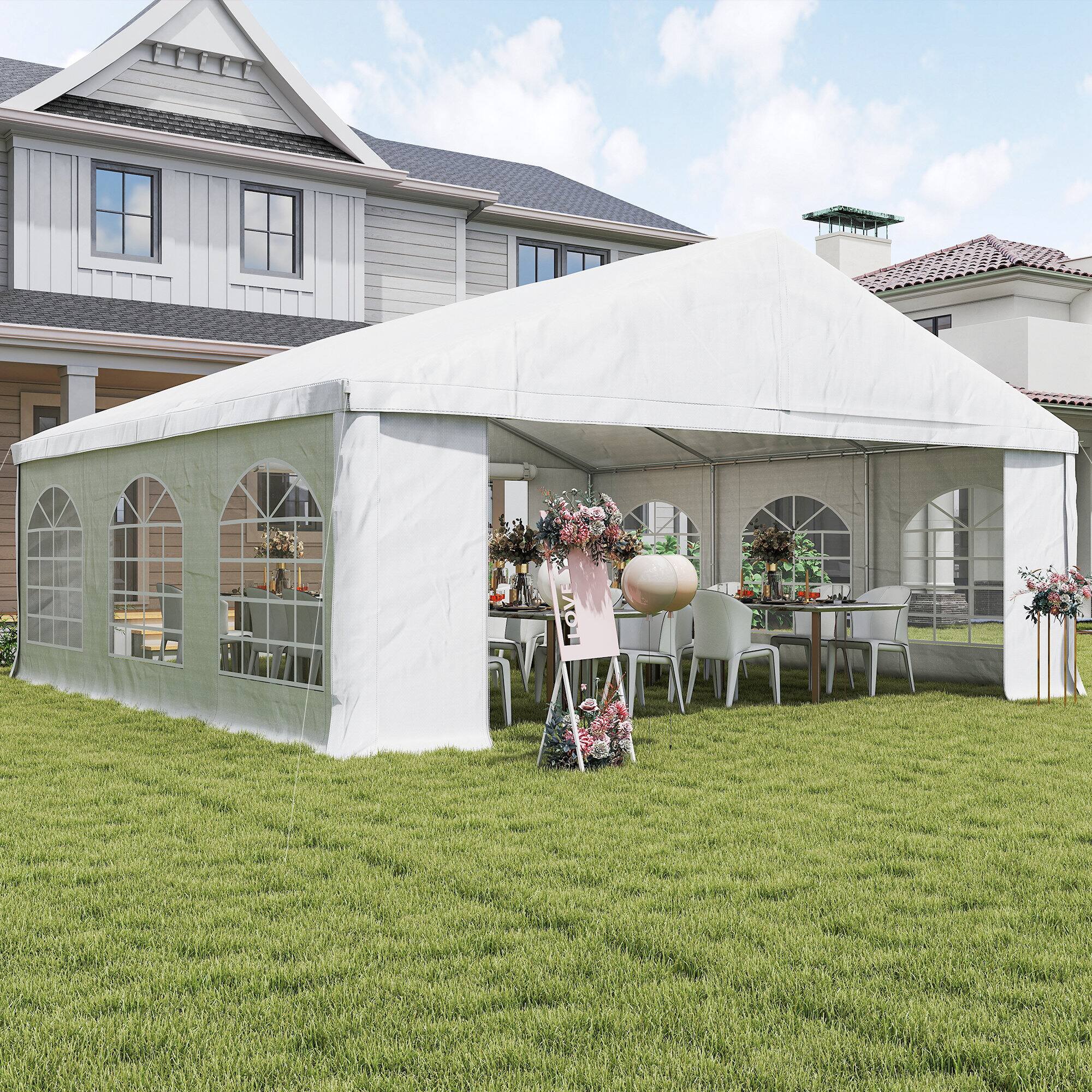 Alt View 7. Outsunny - x 20' Heavy-duty Large Wedding Tent, Outdoor Carport Garage Party Tent - White.