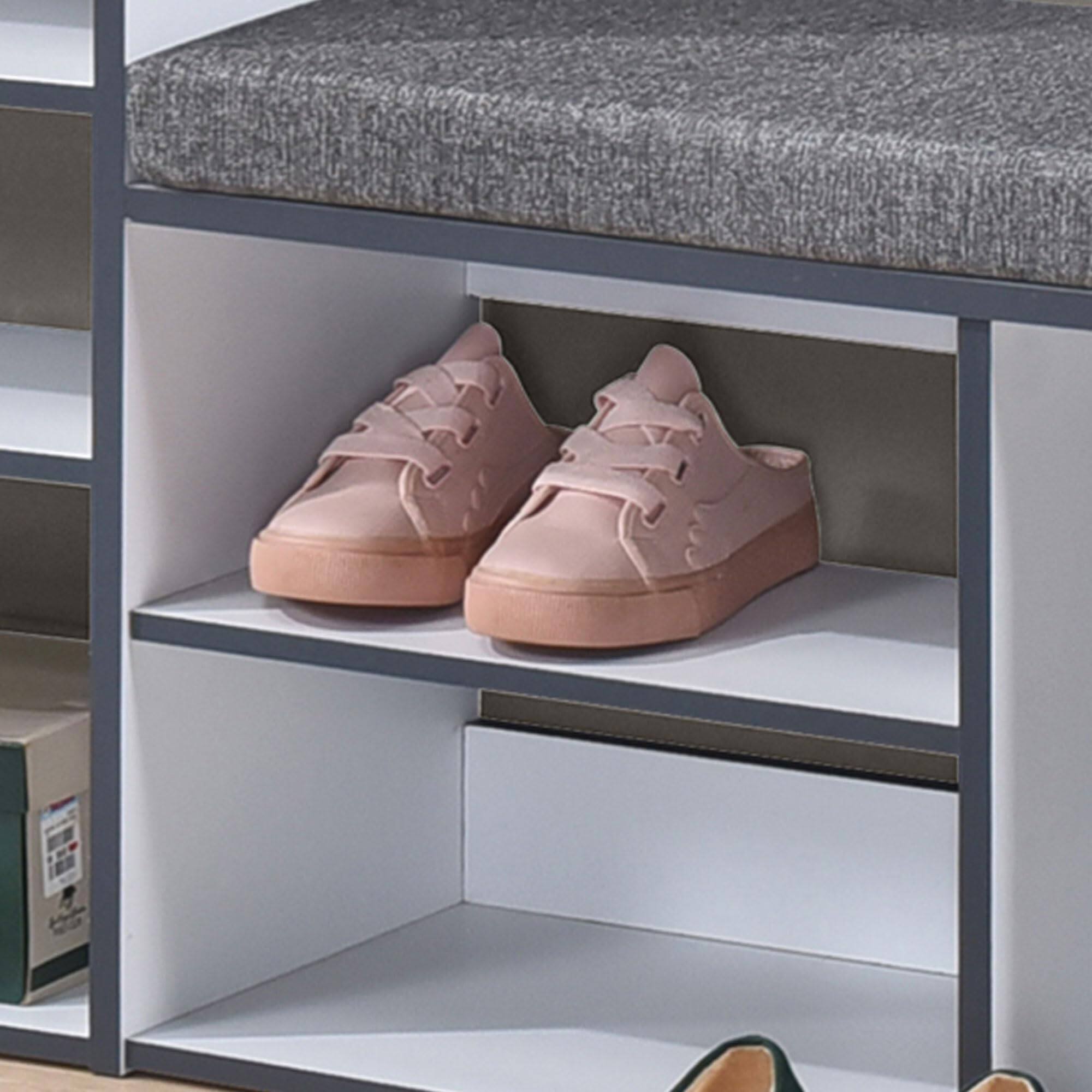 Alt View 2. Kings Brand Furniture - Kings Brand Furniture Julian Bench & Shoe Rack, 7-Shelf Storage & Drawer - White.