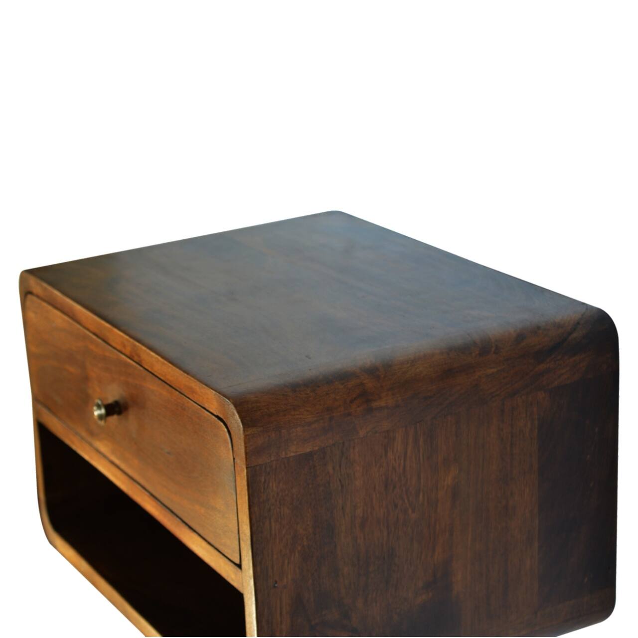 Alt View 1. Artisan Furniture - Artisan Furniture Solid Wood Chestnut Curve Floating Nightstand, 1 Drawer, 1 Open-slot, Brown - Chestnut.