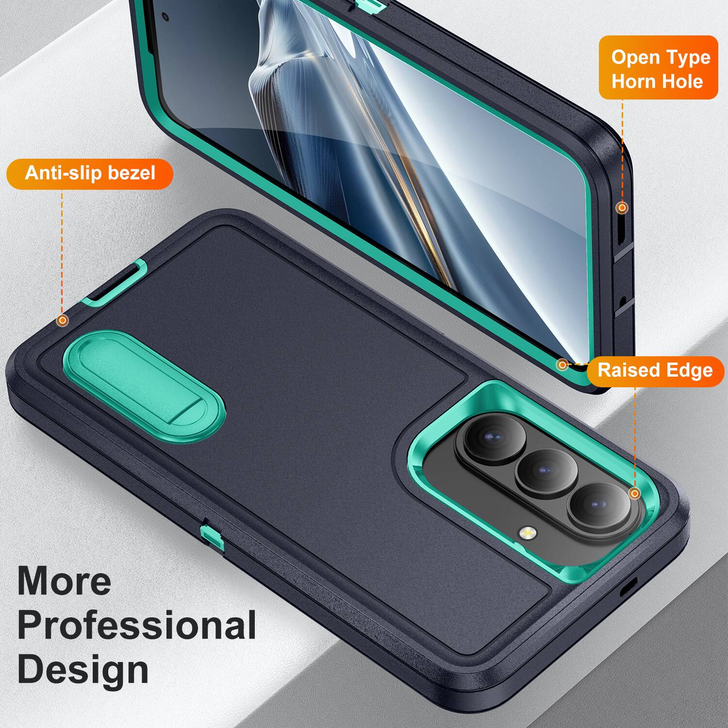 Open Type Horn Hole  
Anti-slip bezel  
Raised Edge  
More Professional Design
